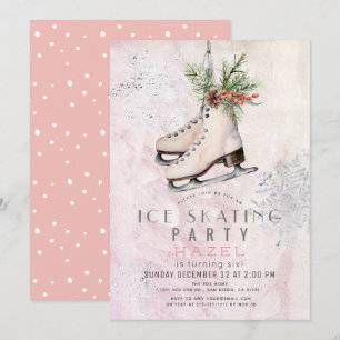 Invitation Fête de patinage sur glace Flocon de neige congelé