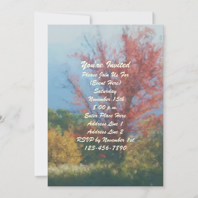 Invitation Fête de peinture d'arbres d'automne (Devant)