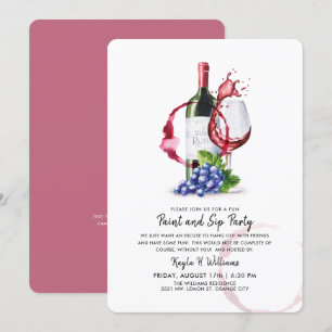 Invitation Fête de peinture et de dégustation de vin 