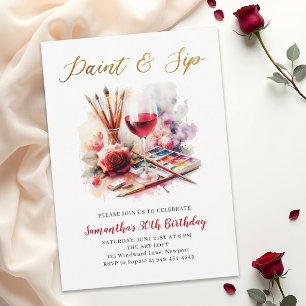 Invitation Fête de peinture et de dégustation de vin pour 30