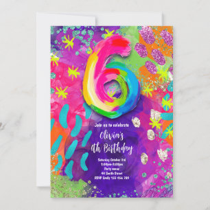 Invitation Fête de peinture pour 6ème anniversaire