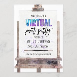 Invitation Fête de peinture virtuelle à l'Easel coloré 16e an