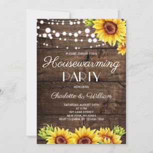 Invitation Fête de pendaison de crémaillère au tournesol en b