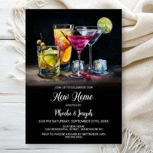 Invitation Fête de pendaison de crémaillère avec cocktail