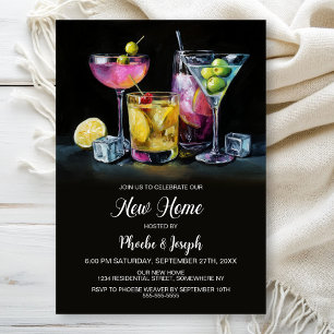 Invitation Fête de pendaison de crémaillère avec cocktail