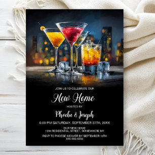Invitation Fête de pendaison de crémaillère avec cocktail