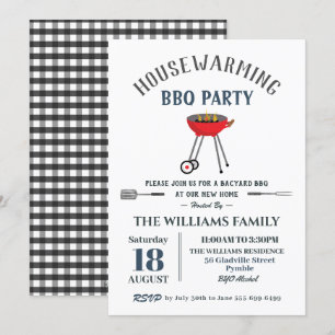 Invitation Fête de pendaison de crémaillère BBQ Barbecue arri