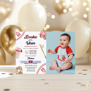 Invitation Fête de photo pour le 1er anniversaire de Baseball