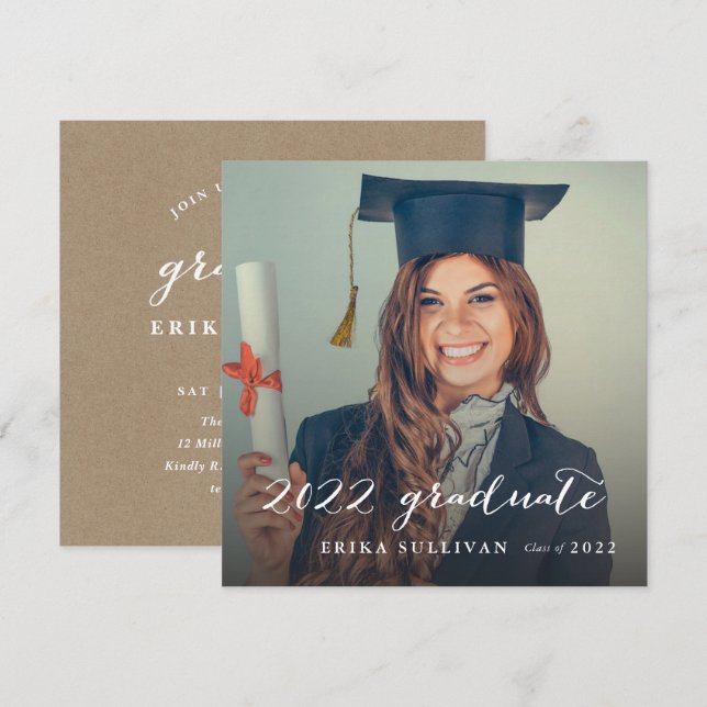 Invitation Fête de photographie pour les diplômes de Script 2 (Devant / Derrière)