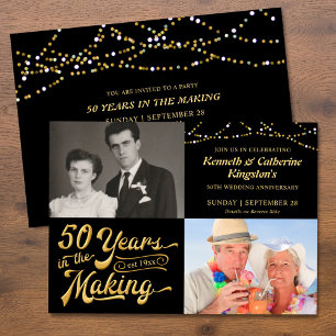 Invitation Fête de photos Alors & Maintenant pour les 50 ans