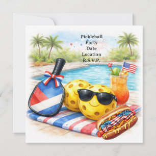 Invitation Fête de Pickleball 4 juillet Jour de l'Indépendanc
