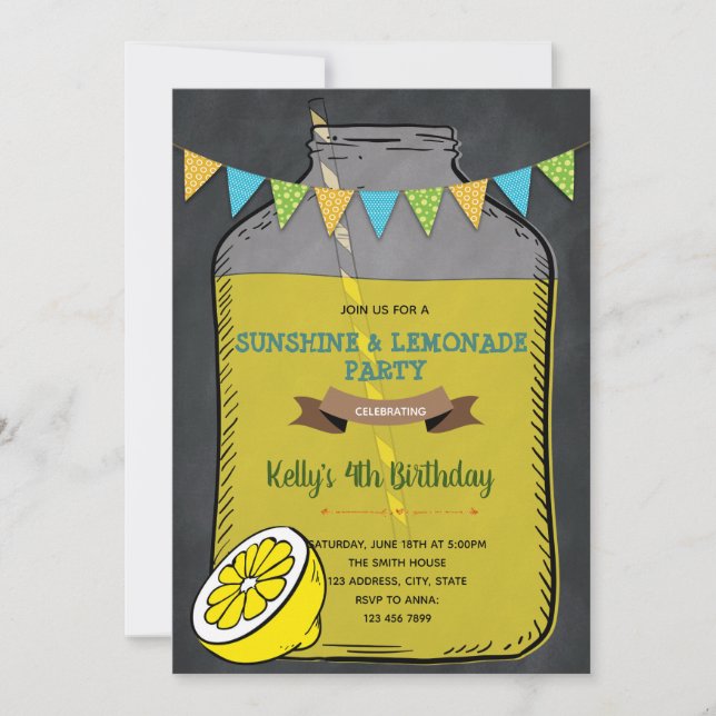 Invitation Fête de pique-nique Chalkboard lemonade bbq (Devant)