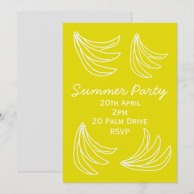 Invitation Fête de pique-nique de banane (Devant / Derrière)