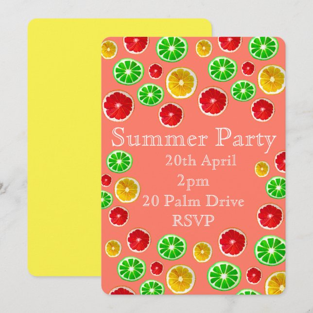 Invitation Fête de pique-nique de fruits d'été (Devant / Derrière)