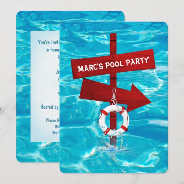 Invitation fête de piscine (Devant / Derrière)