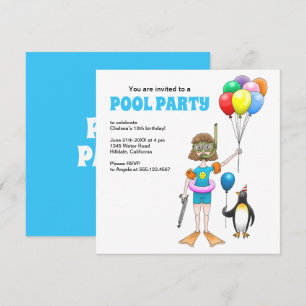Invitation Fête de piscine d'été Anniversaire