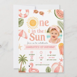 Invitation Fête de piscine d'été - Un dans le soleil pour un