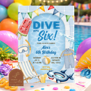 Invitation Fête de piscine pour garçon d'âge en âge Fête d'an