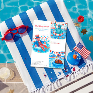 Invitation Fête de piscine pour le 250e anniversaire  Rouge, 