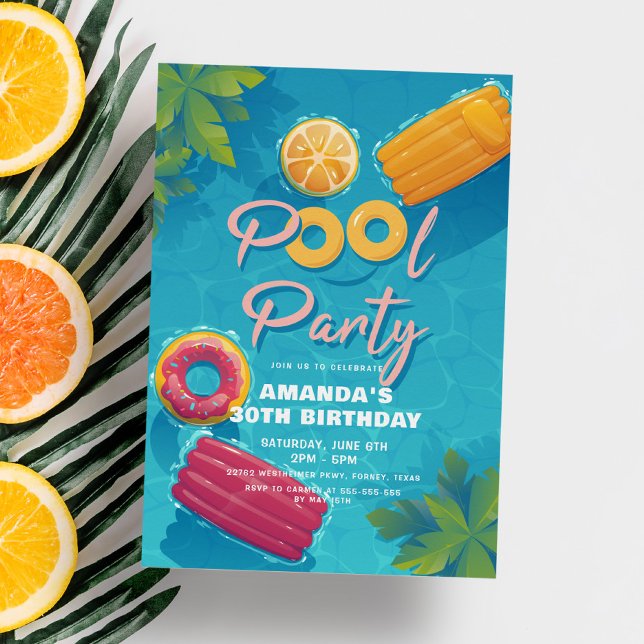Invitation Fête de piscine tropicale moderne n'importe quelle (Créateur téléchargé)