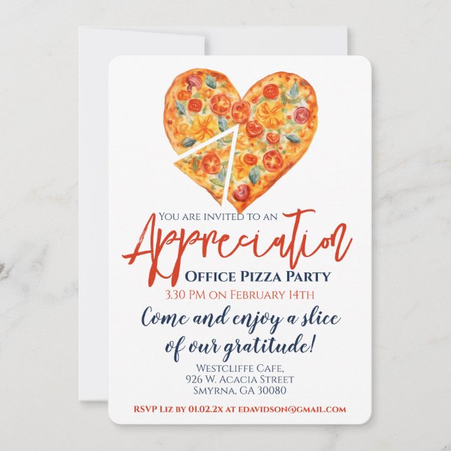 Invitation Fête de pizza d'appréciation de l'employé (Devant)