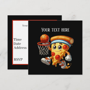Invitation Fête de pizza de sports de basket-ball cool 