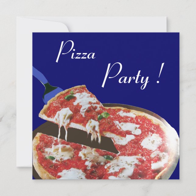 Invitation FÊTE DE PIZZA, Dîner ITALIEN CUISINE, brunch, bleu (Devant)
