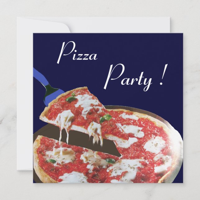 Invitation FÊTE DE PIZZA, Dîner ITALIEN CUISINE, brunch, bleu (Devant)