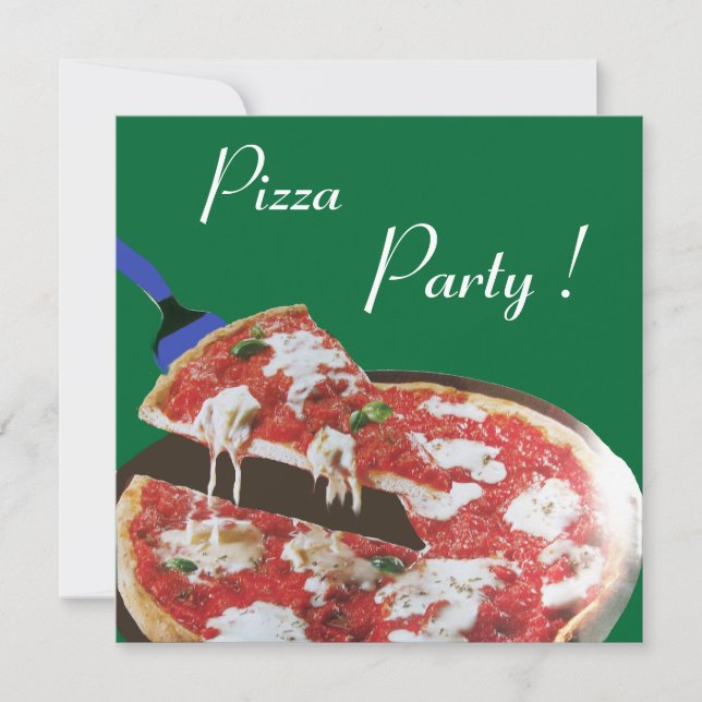 Invitation FÊTE DE PIZZA, Dîner ITALIEN CUISINE, brunch, vert (Devant)