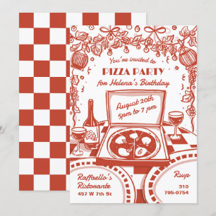 Invitation Fête de pizza italienne illustrée