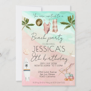 Invitation Fête de plage Anniversaire premier anniversaire fi
