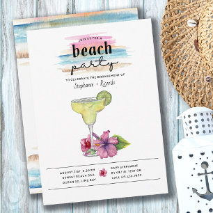 Invitation Fête de plage Cocktail Party Margarita Hibiscus Fi