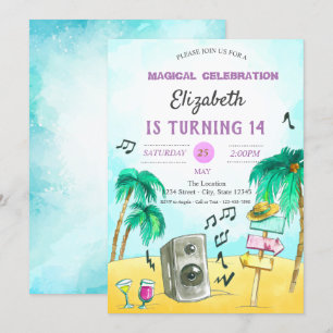Invitation Fête de plage cool Anniversaire