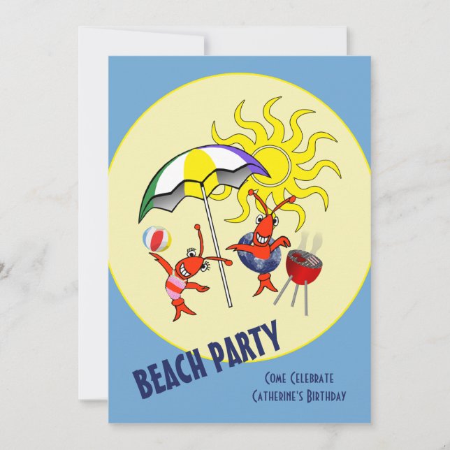Invitation Fête de plage de langoustes (Devant)