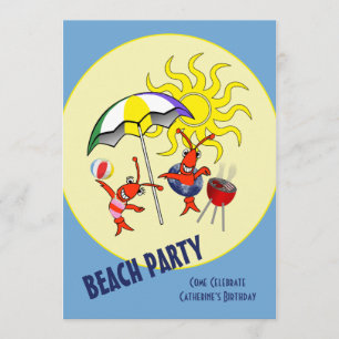 Invitation Fête de plage de langoustes