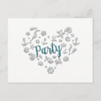 Invitation Fête de plage Diamants de Teal Enregist