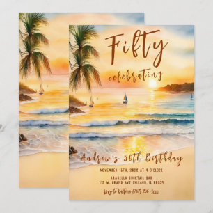 Invitation Fête de plage pour les 50 ans d'un homme