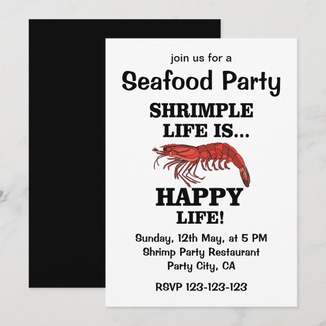 Invitation Fête de poisson de crevettes (Devant / Derrière)