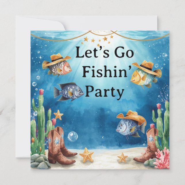 Invitation Fête de poissons thème Texas (Devant)