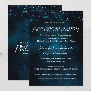 Invitation Fête de pré-bal enchantée ciel étoilé