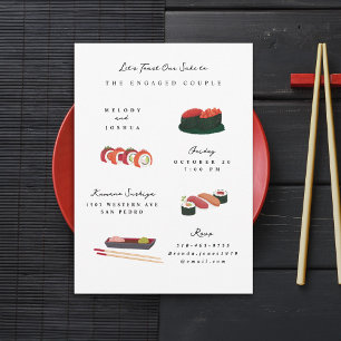 Invitation Fête de Pré-Mariage Sushi Blanc