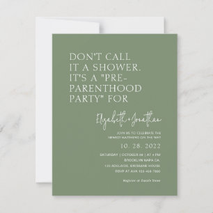 Invitation Fête de pré-parentalité vert sauge Baby Shower