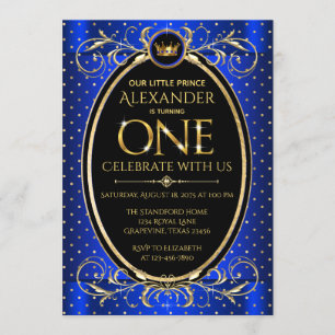 Invitation Fête de premier anniversaire du prince bleu royal