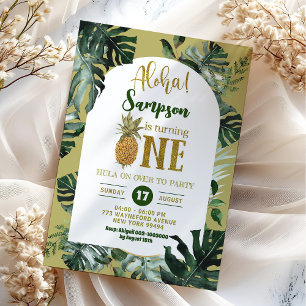 Invitation Fête de premier anniversaire garçon Tropical Aloha