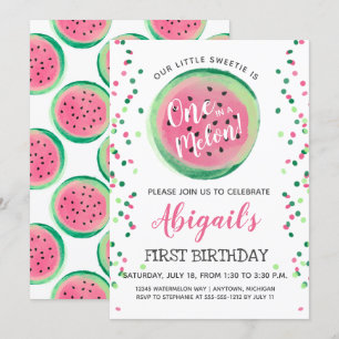 Invitation Fête de premier anniversaire One in a Melon Pastèq