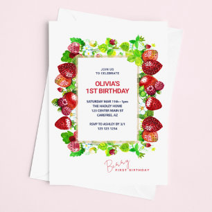 Invitation Fête de première année de la fraise Berry en premi