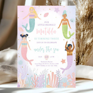 Invitation Fête de première année de sirène sous la mer