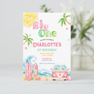 Invitation Fête de première année pour fille sur la plage tro