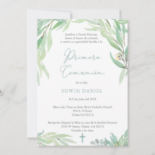 Invitation Fête de première communion pour Latino, Primera Co