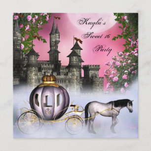 Invitation Fête de Princesse aux Roses Roses 16 ans